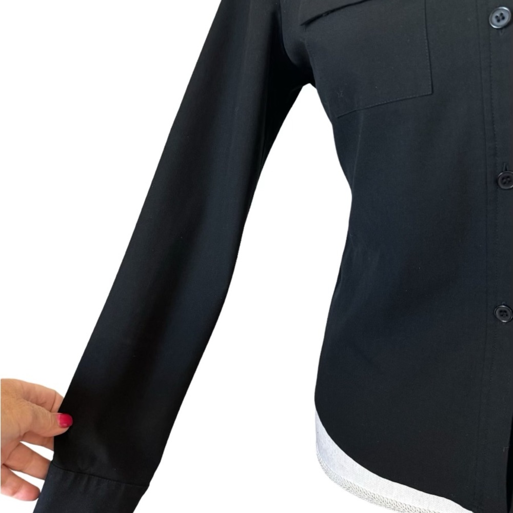 ANN TAYLOR    BLACK BUTTON FRONT TOP w/STRETCH  SIZE: 2    #4 - Picture 3 of 8